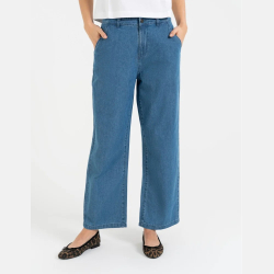 SPODNIE damskie, cienki JEANS, WYSOKI stan NIEBIESKIE MORAJ